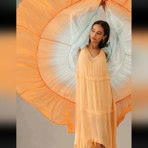 Anthropologie Sheer Tiered Ombre Duster Orange & Light Blue NIP$200